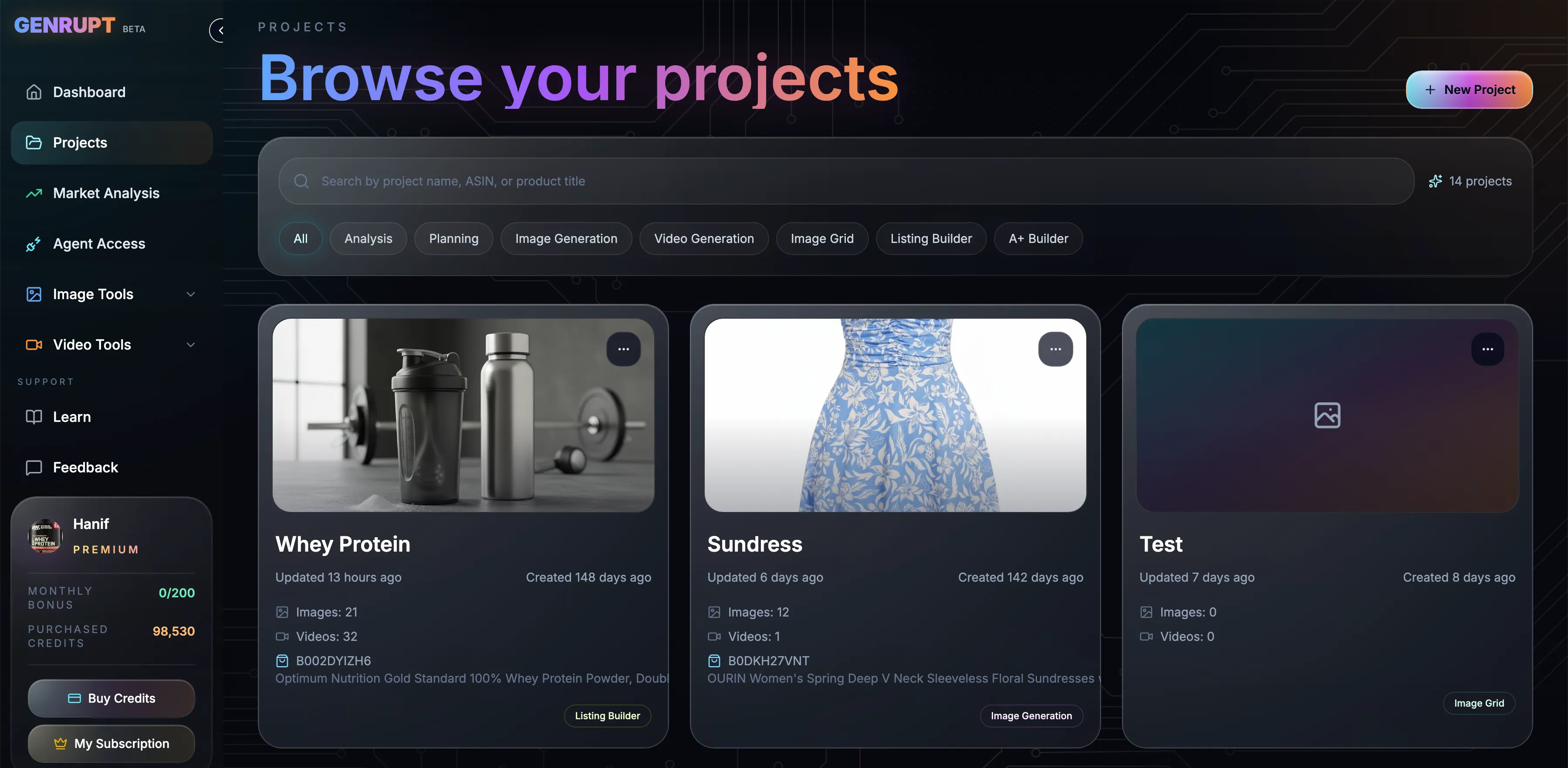 AI creative platform interface for image and video generation.