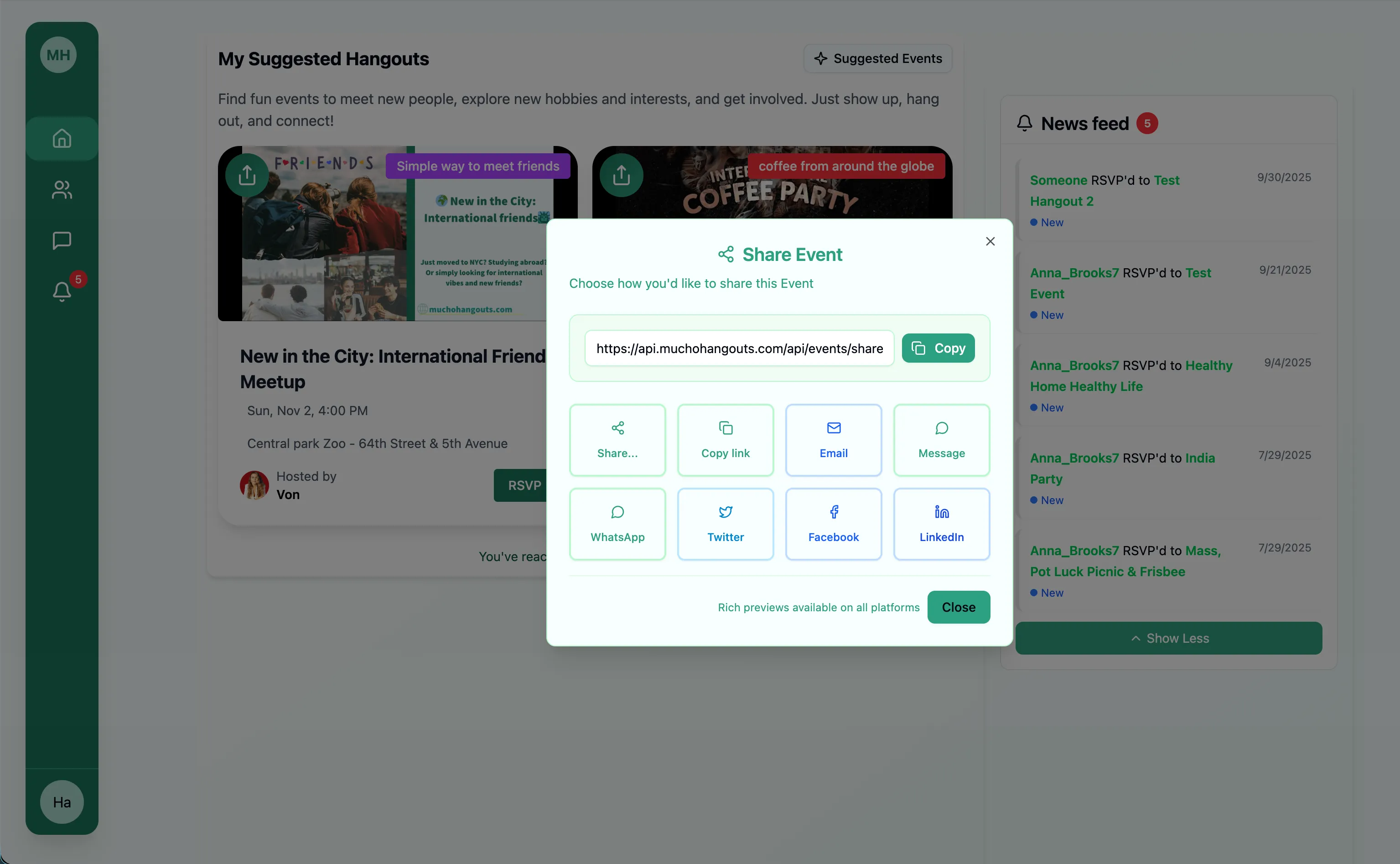 Mucho Hangouts: Social Events Platform feature preview